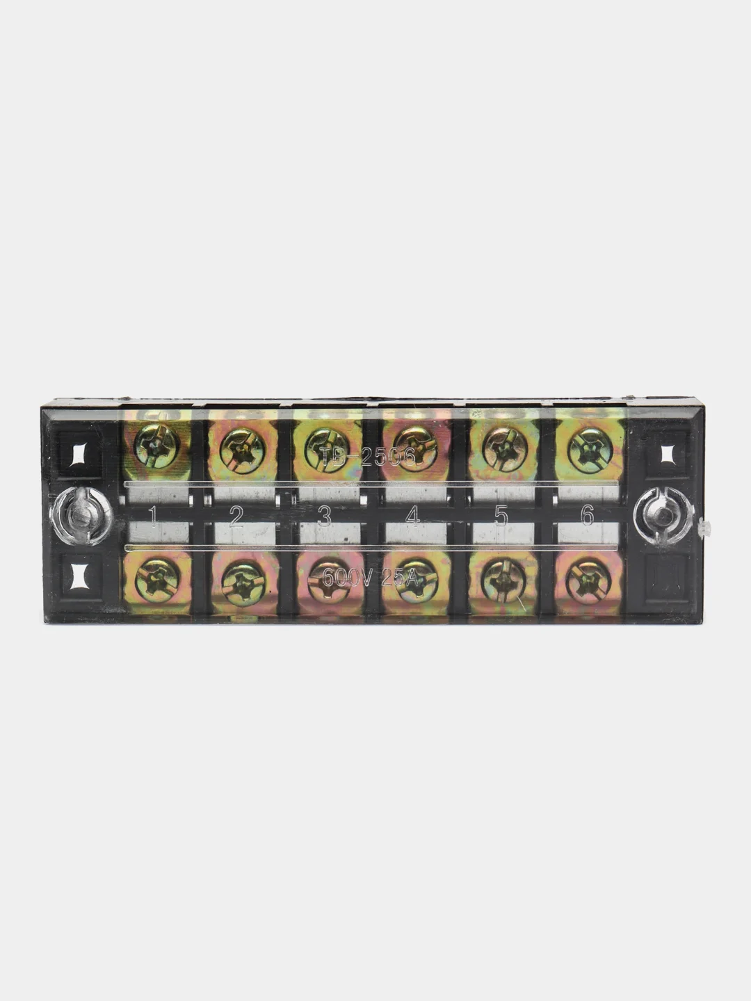 Клеммная колодка винтовая с крышкой, 12 контактов, М4, 25 А, 600 В, 10 AWG, 6 мм2