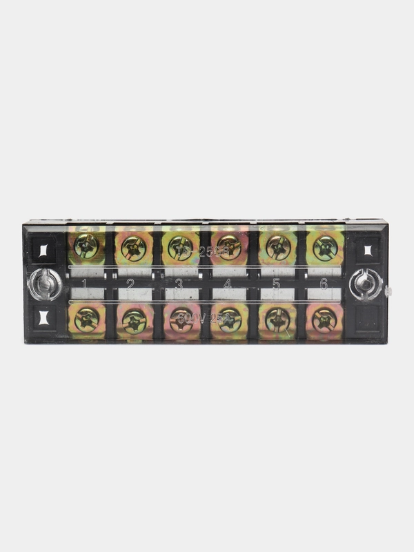 Клеммная колодка винтовая с крышкой, 12 контактов, М4, 25 А, 600 В, 10 AWG, 6 мм2