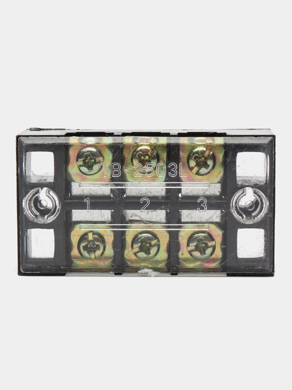 Клеммная колодка винтовая с крышкой, 6 контактов, М4, 25 А, 600 В, 10 AWG, 6 мм2