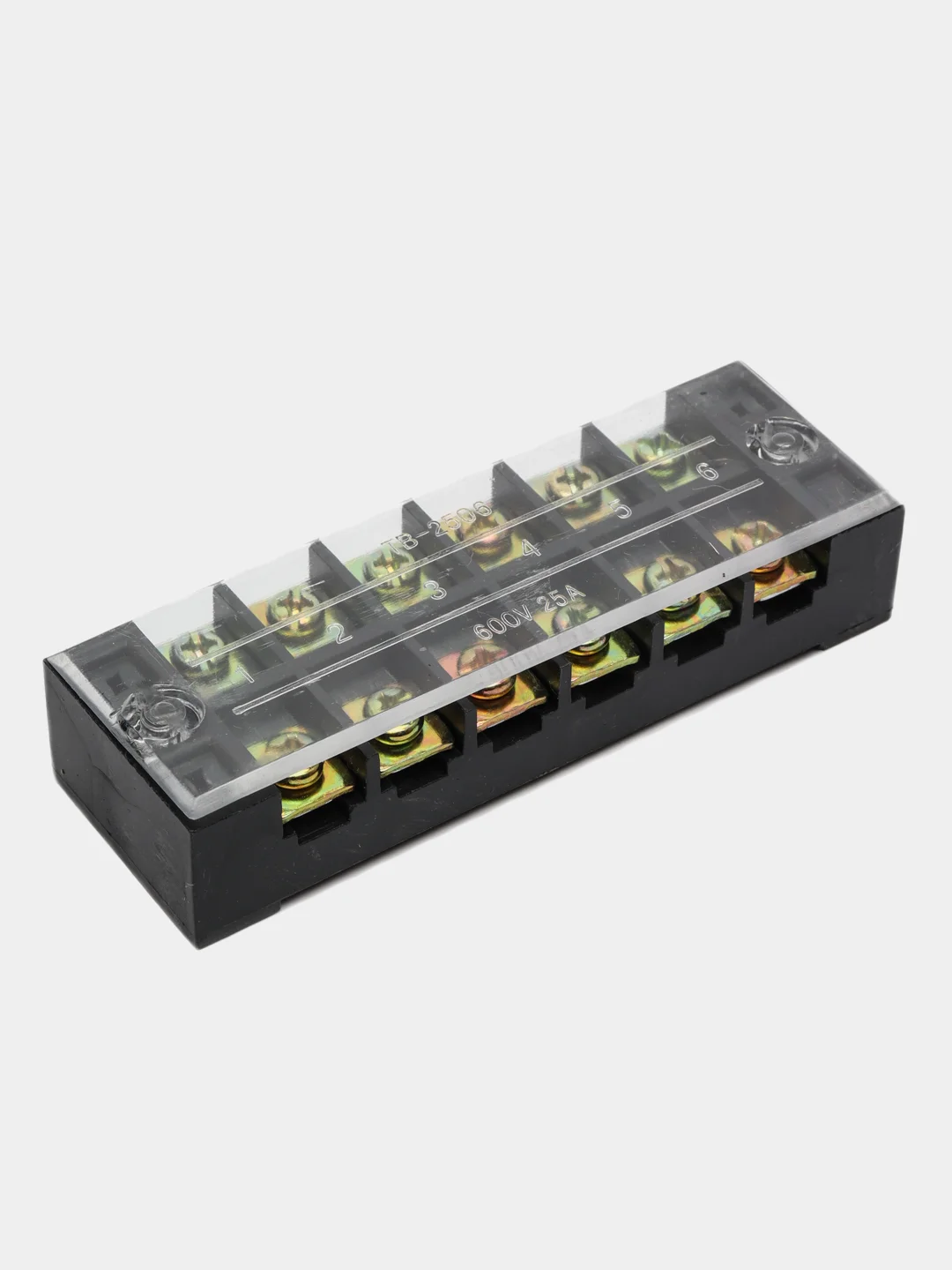 Клеммная колодка винтовая с крышкой, 12 контактов, М4, 25 А, 600 В, 10 AWG, 6 мм2