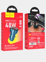 Автомобильное зарядное устройство HOCO Z50 Leader 1xUSB, 1xUSB-C, 3А, PD48W, QC3.0, LED