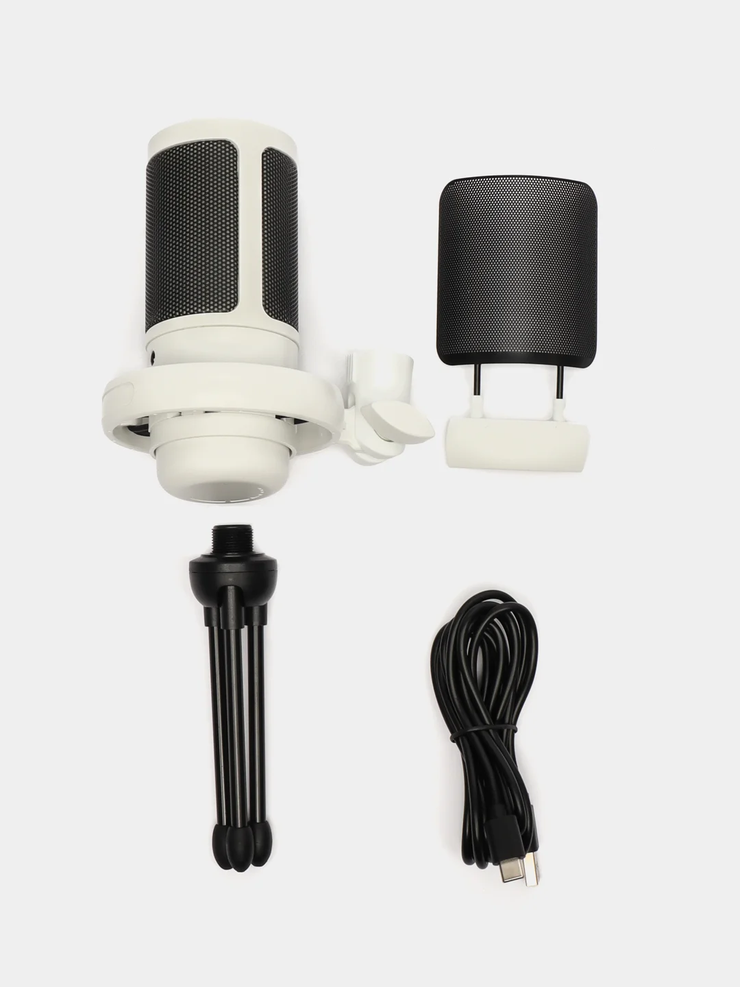 Белый конденсаторный студийный USB-микрофон для записи голоса