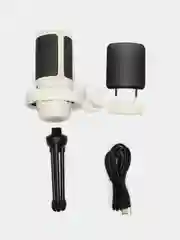 Белый конденсаторный студийный USB-микрофон для записи голоса