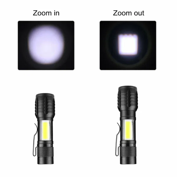 Черный тактический фонарик светодиодный, охотничий фонарь xpe + cobс ZOOM эффектом и подсветкой