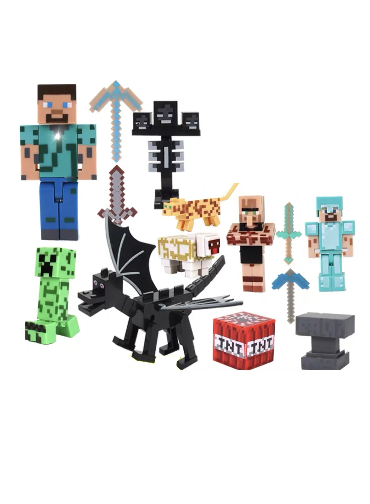 Голубой фигурки Майнкрафт / Minecraft / Коллекционная игрушка / Стив / Компьютерная игра /3 в 1
