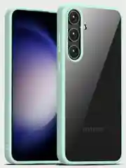 Бирюзовый прозрачный чехол для Samsung S24 Plus / Самсунг S24 + с силиконовым кантом Crystal Case