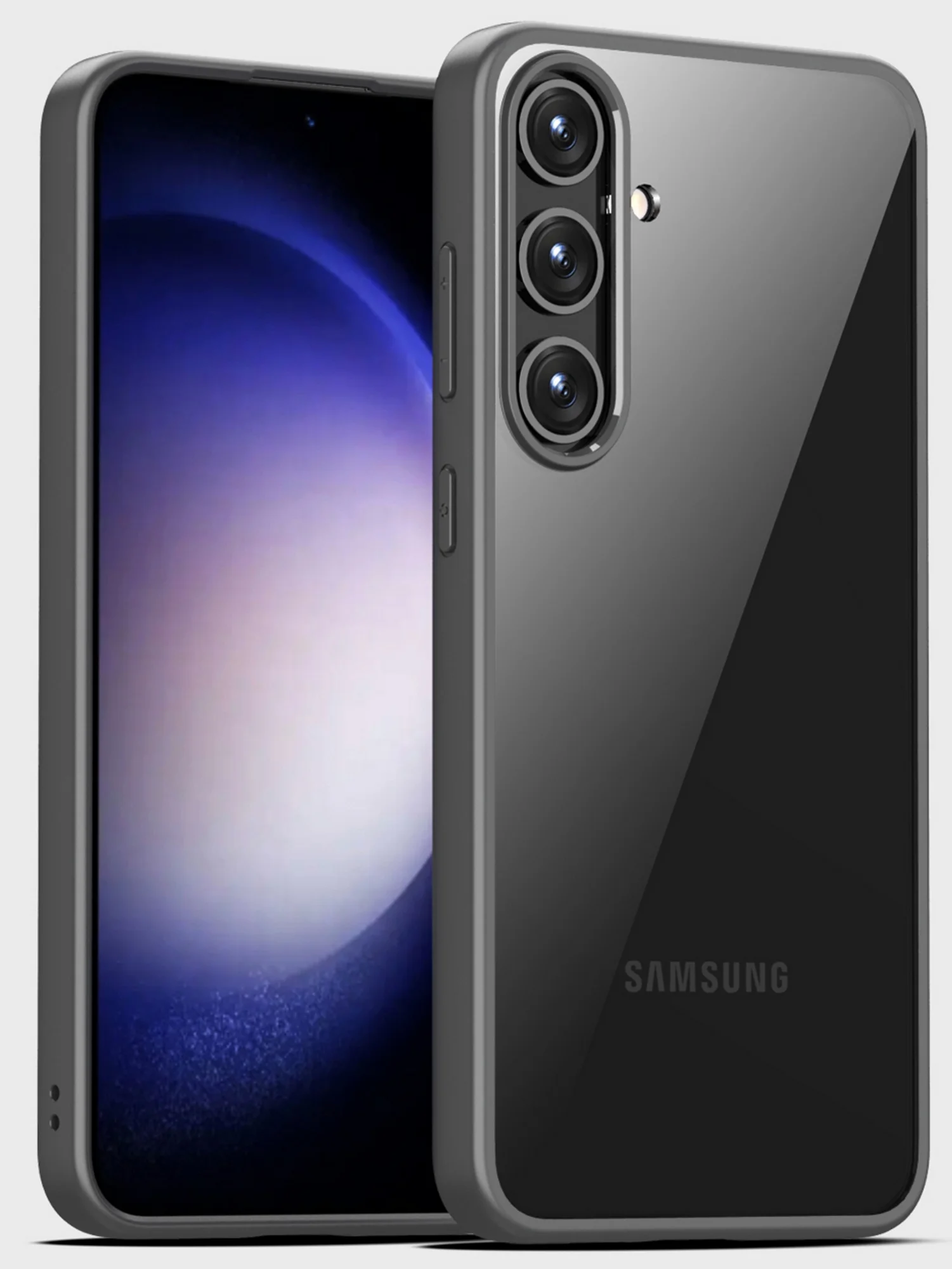 Серый прозрачный чехол для Samsung S24 Plus / Самсунг S24 + с силиконовым кантом Crystal Case