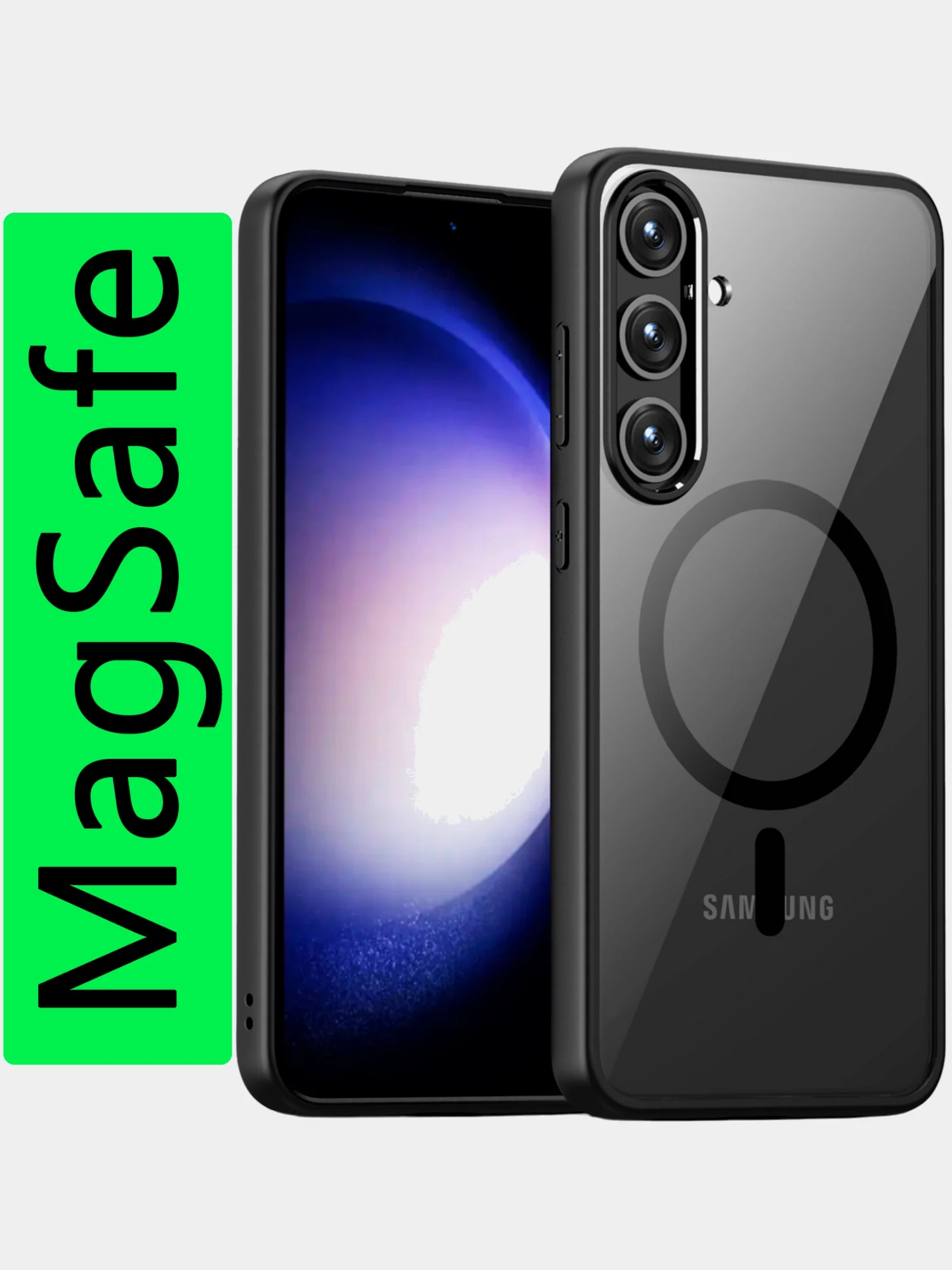 Угольный прозрачный чехол для Samsung S24 Plus / Самсунг S24 + с силиконовым кантом Crystal Case