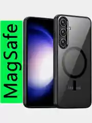 Угольный прозрачный чехол для Samsung S24 Plus / Самсунг S24 + с силиконовым кантом Crystal Case