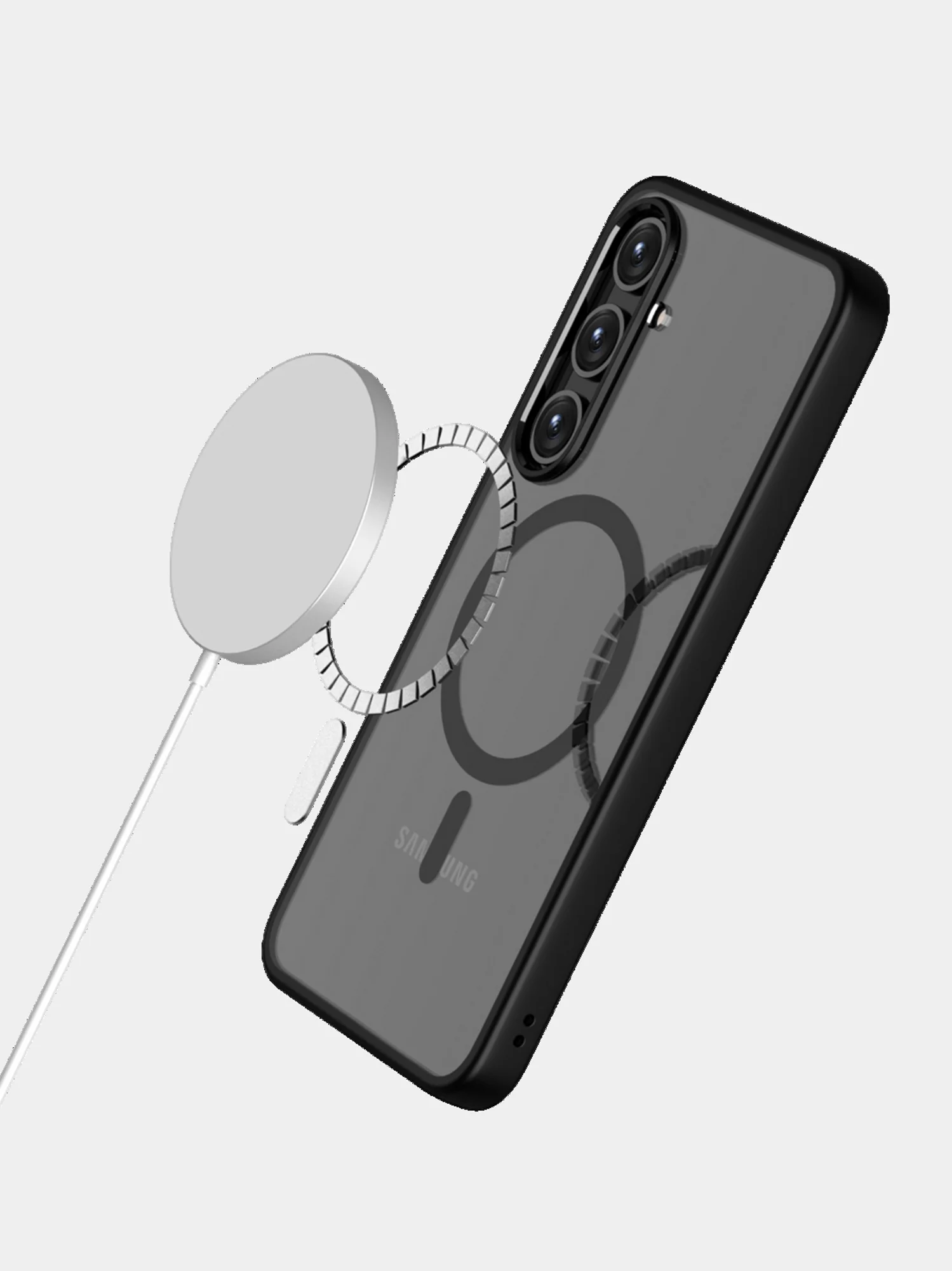 Угольный прозрачный чехол для Samsung S24 Plus / Самсунг S24 + с силиконовым кантом Crystal Case