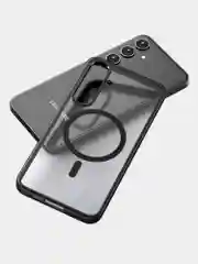 Угольный прозрачный чехол для Samsung S24 Plus / Самсунг S24 + с силиконовым кантом Crystal Case
