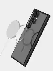 Угольный прозрачный чехол для Samsung S24 Ultra / Самсунг S24 Ультра с силиконовым кантом