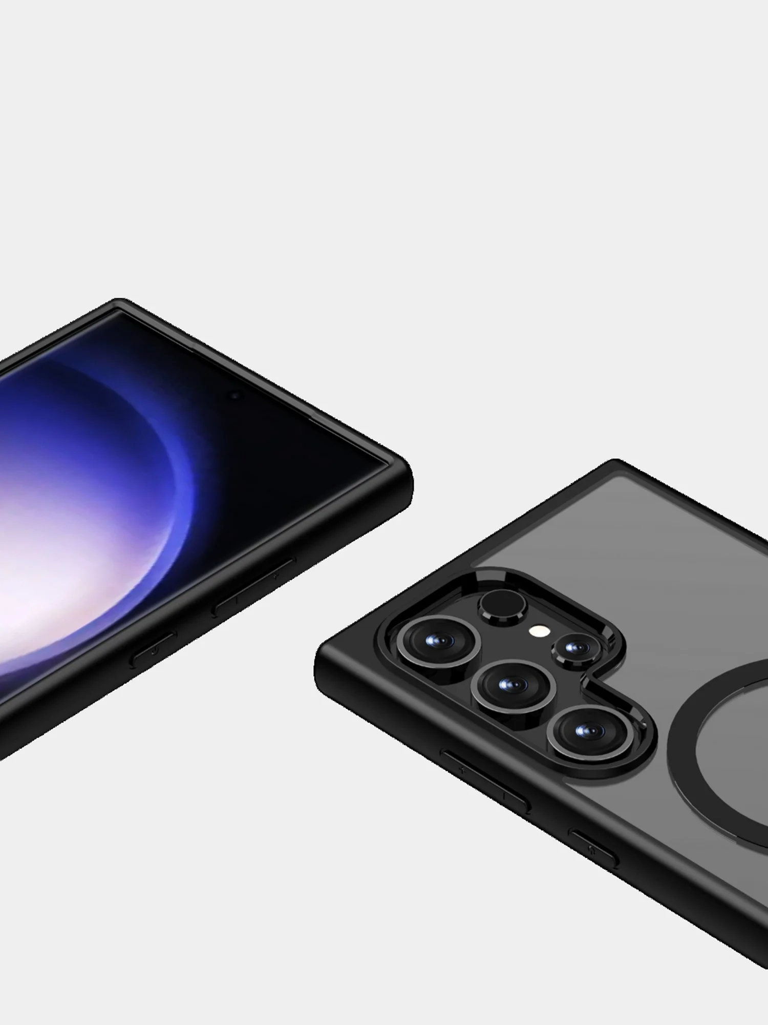 Угольный прозрачный чехол для Samsung S24 Ultra / Самсунг S24 Ультра с силиконовым кантом