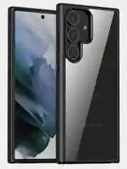Черный прозрачный чехол для Samsung S24 Ultra / Самсунг S24 Ультра с силиконовым кантом