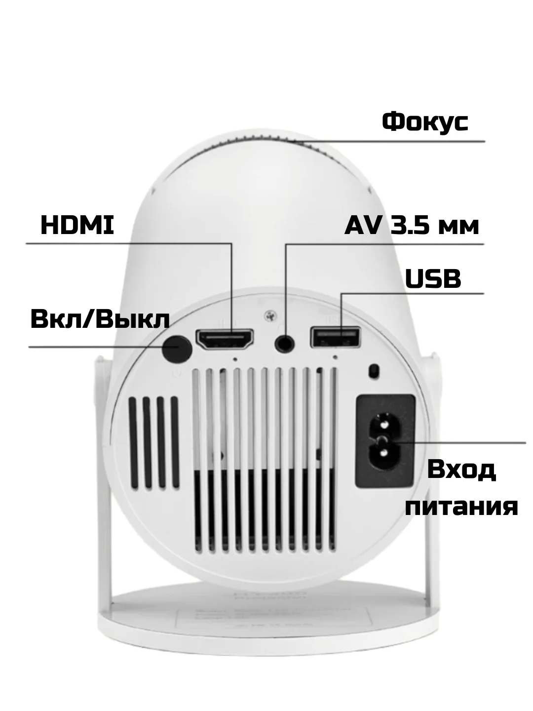 Белый проектор HY300, WiFi, Bluetooth