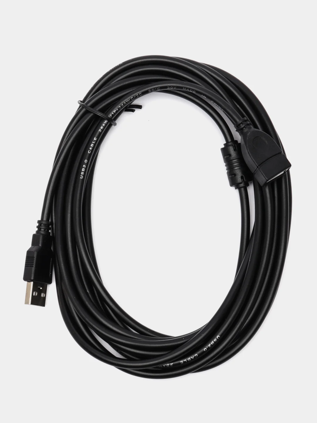 Кабель USB 2.0 А вилка <--> USB А розетка, удлинитель 5 м. черный