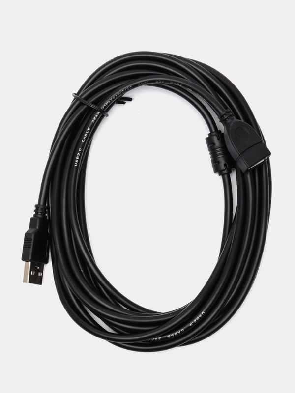 Кабель USB 2.0 А вилка <--> USB А розетка, удлинитель 5 м. черный