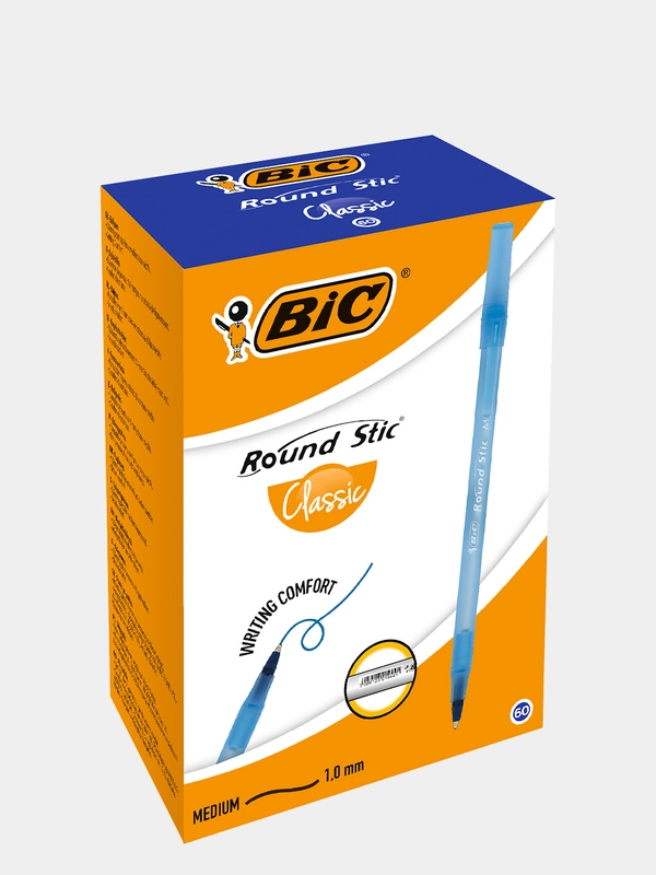 Ручка шариковая, синяя, среднее письмо, BIC Round Stic Classic, уп. 60 шт