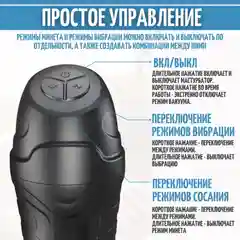 Черный мастурбатор мужской реалистичный "двойная стимуляция":вакуум и вибрация, секс-машина, 2.0