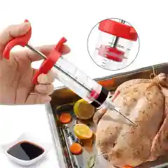 Прозрачный шприц кулинарный для маринада. Инъектор для посола мяса 30 мл (пластик-металл), 1 игла