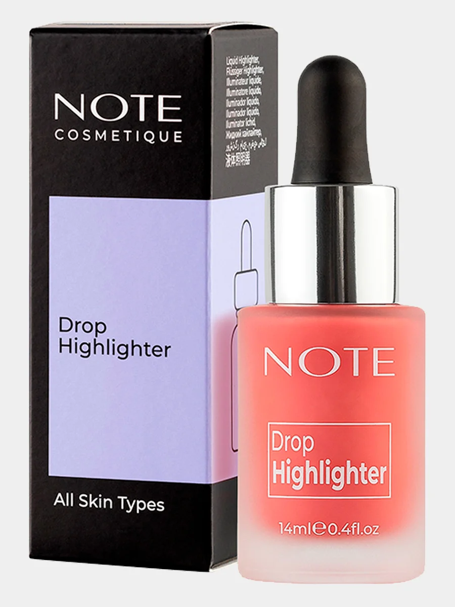 Розовый хайлайтер жидкий NOTE Cosmetique drop highlighter