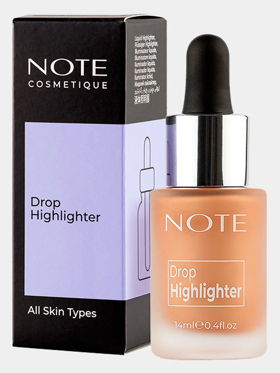 Золотой хайлайтер жидкий NOTE Cosmetique drop highlighter