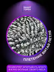 Тряпка для сушки авто / микрофибра для авто / салфетка Smart Open Big Fiber серая 50х60