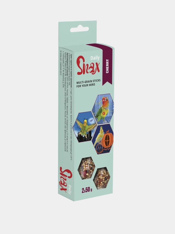 Зерновые палочки для птиц "Snax Daily" с вишней, 2 шт., 100 г