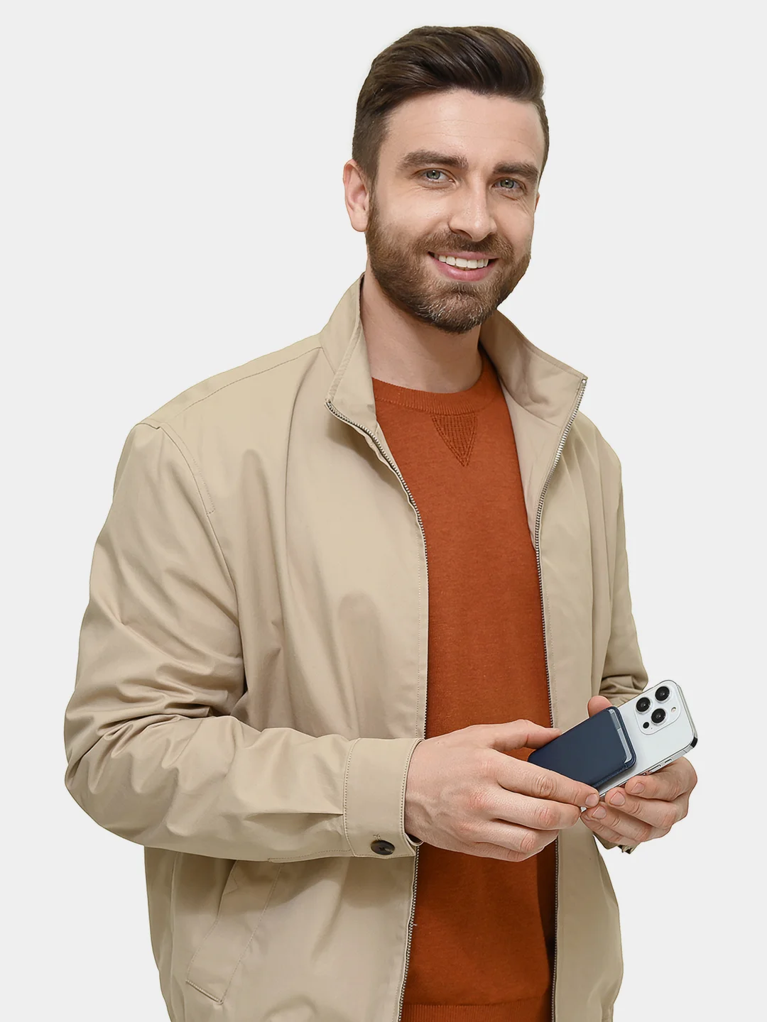 Темно-синий картхолдер MagSafe для iPhone, uBear Shell, чехол магнитный, для карт, кожаный