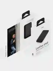Черный картхолдер MagSafe для iPhone, uBear Shell, чехол магнитный, для карт, кожаный