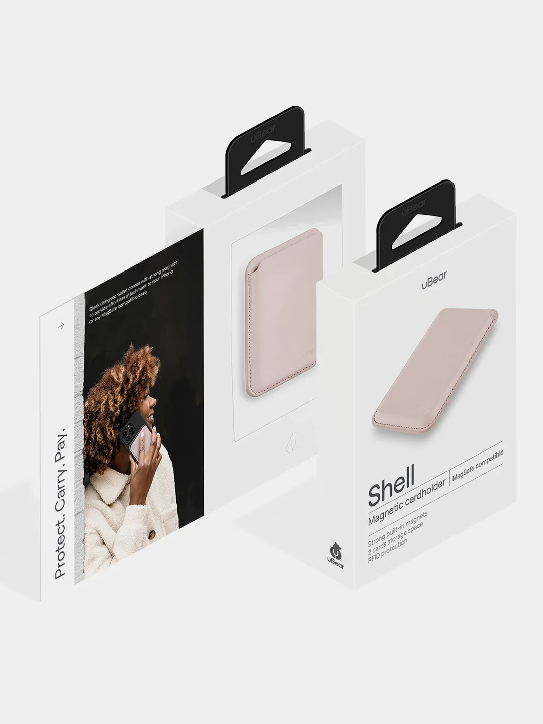 Розовый картхолдер MagSafe для iPhone, uBear Shell, чехол магнитный для карт
