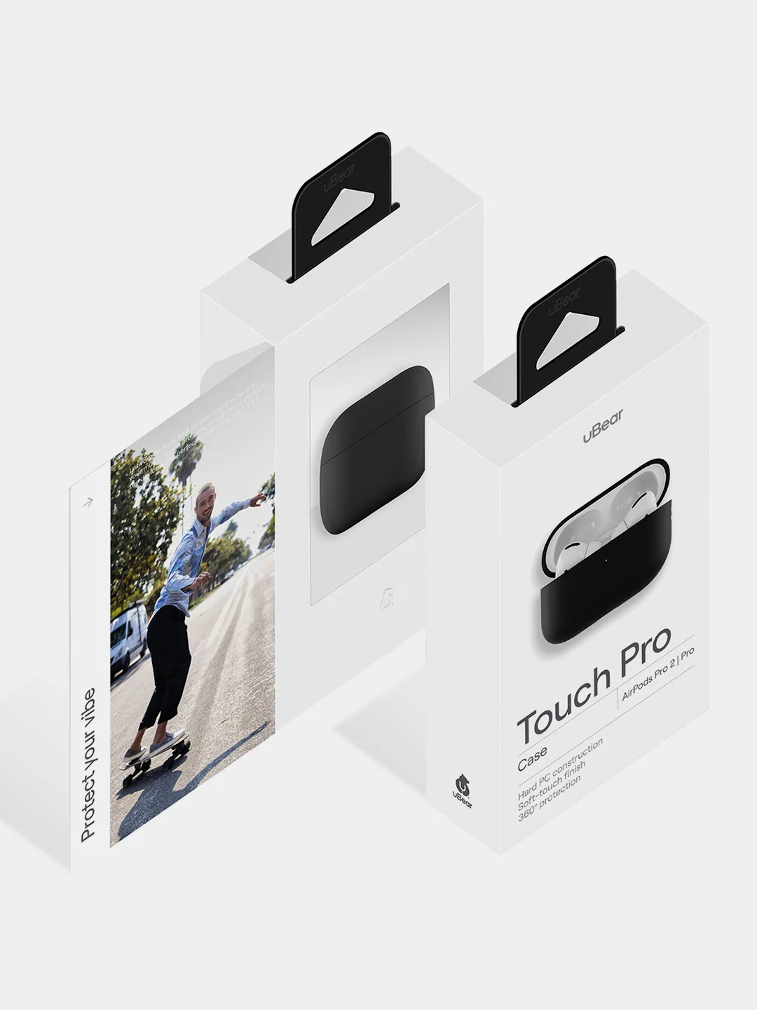 Черный чехол для Airpods Pro / Pro 2, soft touch силикон, 1.5 мм
