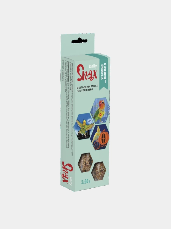 Зерновые палочки для птиц "Snax Daily" с витаминами и минералами, 2 шт., 100 г