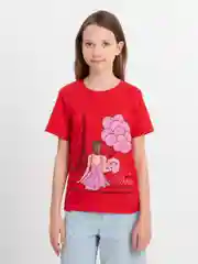 Красный футболка для девочки, 9-12 лет, хлопок