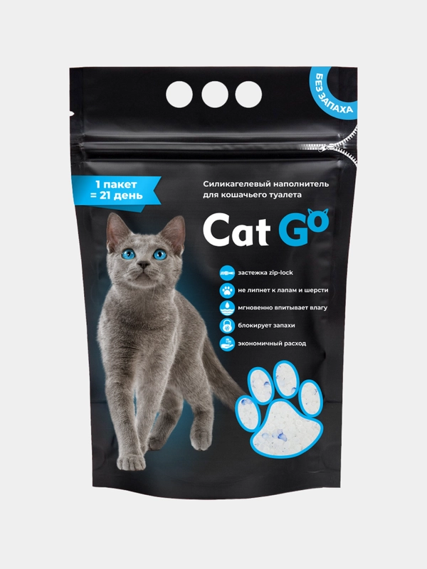 Наполнитель Cat Go для кошачьего туалета, силикагель, 1,3 кг (3 л)