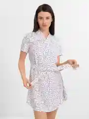 Белый платье женское короткое в горошек, летнее