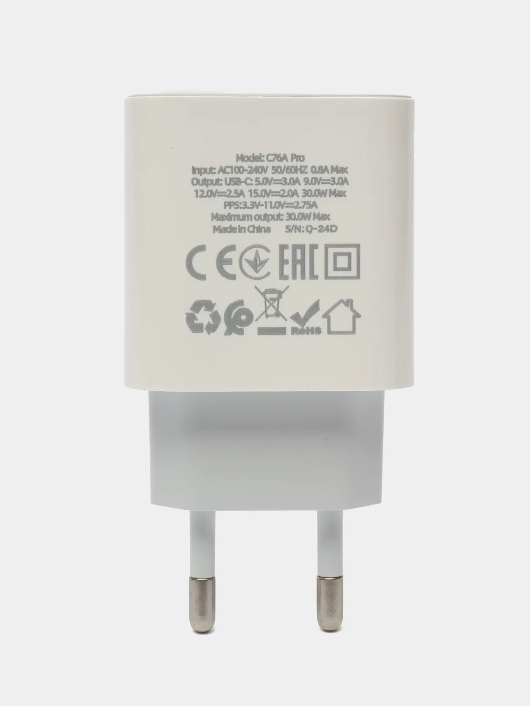 Блок питания для телефона на 30 Вт / Адаптер Type-C, турбо зарядка на 30W, Hoco C76A Pro