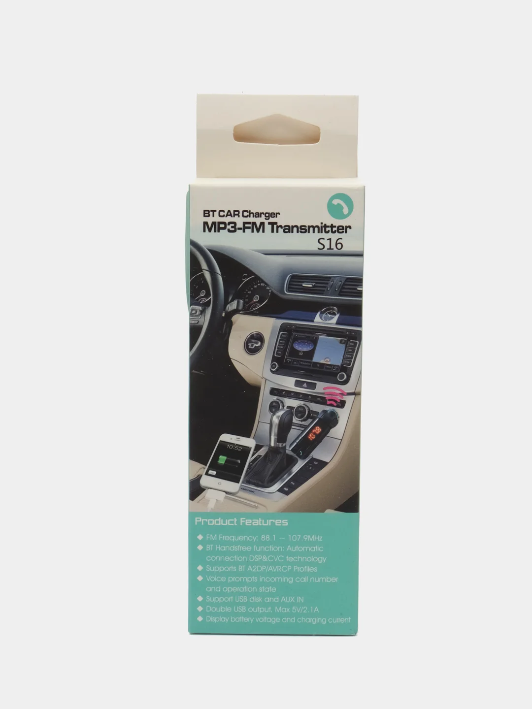 FM-трансмиттер Pro Legend S16 PL9452 bluetooth 4.2 [2USB, AUX, зарядка 2.1А, дисплей