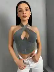 Угольный топ корсетный женский