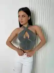 Угольный топ корсетный женский