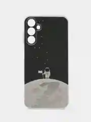 Серебряный силиконовый чехол на Samsung Galaxy A15 / Самсунг А15 прозрачный, с принтом, защита камеры