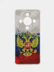 Синий силиконовый чехол на Honor X9B (Хонор X9B), прозрачный, с рисунком, защита камеры