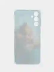Светло-коричневый силиконовый чехол на Samsung Galaxy A15 / Самсунг А15 прозрачный, с принтом, защита камеры
