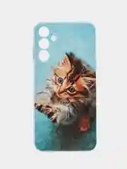Светло-коричневый силиконовый чехол на Samsung Galaxy A15 / Самсунг А15 прозрачный, с принтом, защита камеры