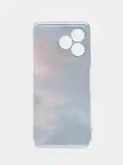 Фиолетовый силиконовый чехол на Realme C53/C51 (Реалми С53/С51), прозрачный, с рисунком, защита камеры