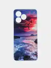 Фиолетовый силиконовый чехол на Realme C53/C51 (Реалми С53/С51), прозрачный, с рисунком, защита камеры