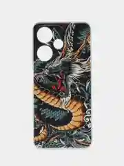 Коричневый чехол на Infinix Hot 30i (Инфиникс Хот 30и) с рисунком, прозрачный