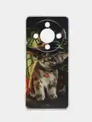 Медный силиконовый чехол на Honor X9B (Хонор X9B), прозрачный, с рисунком, защита камеры