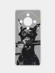 Серый силиконовый чехол на Honor X9B (Хонор X9B), прозрачный, с рисунком, защита камеры