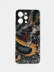 Коричневый силиконовый чехол на Xiaomi Redmi 12 (Редми 12), прозрачный, с рисунком, защита камеры